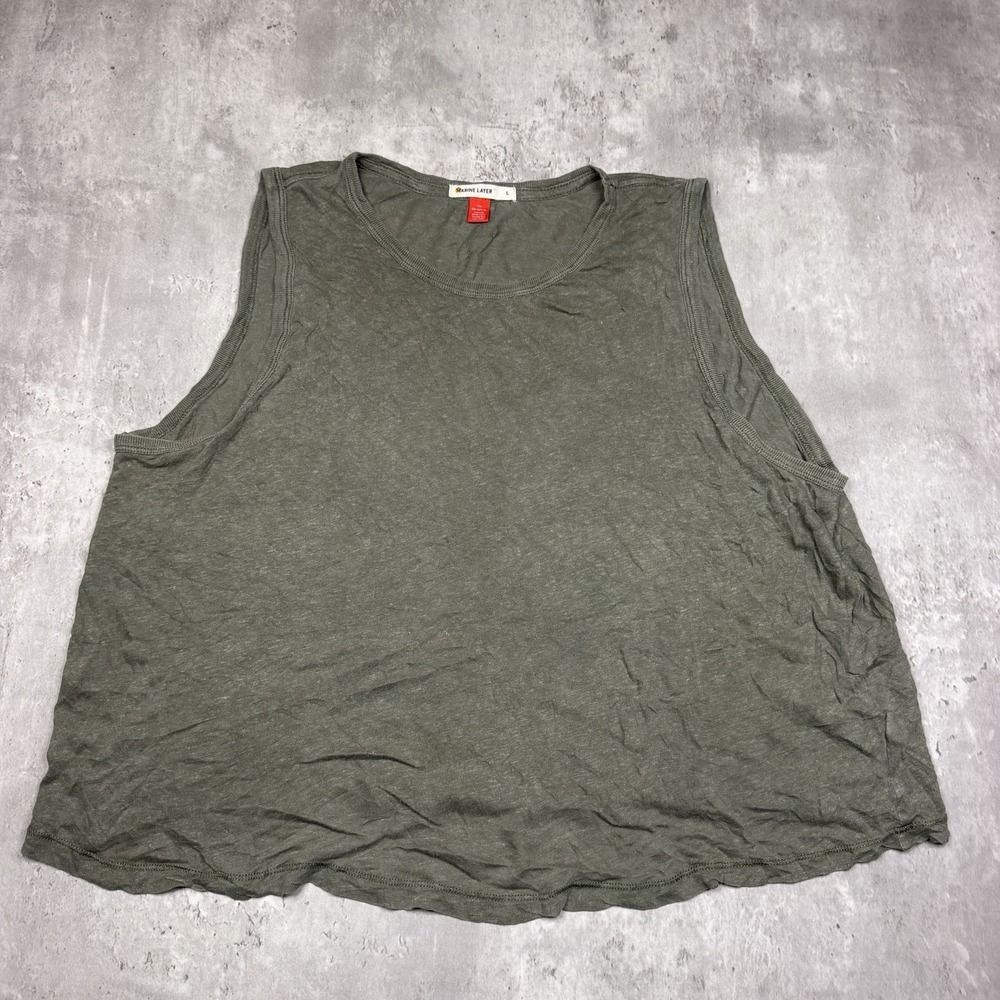 Marine Layer Tank Top Womens Large Green Oversized Shirt Hemp Cotton Sleeveless